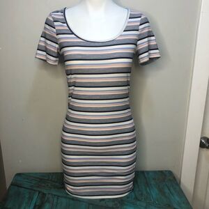 Ardene Striped Multicolour Tshirt Dress Size Medium